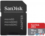 Карта памяти SanDisk Ultra SDSQUAR-016G-GN6MA microSDHC 16GB (с адаптером)
