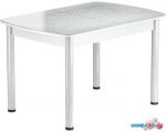 Обеденный стол Васанти плюс БРФ 120x80Р (белый/капли белые)