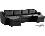 П-образный диван Mebelico Сенатор 59361 (экокожа, черный)