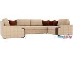 П-образный диван Mebelico Николь П 60363 (бежевый/коричневый)