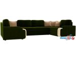 П-образный диван Mebelico Николь П 60352 (зеленый/бежевый)