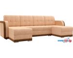 П-образный диван Mebelico Марсель П 60531 (бежевый/коричневый)