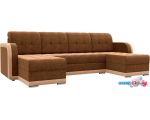 П-образный диван Mebelico Марсель П 60533 (коричневый/бежевый)