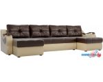 П-образный диван Лига диванов Меркурий 100341 (коричневый/бежевый)