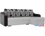 Угловой диван Лига диванов Монако 102855 (правый, экокожа, белый/черный/серый)