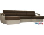П-образный диван Лига диванов Форсайт 100820 (коричневый/бежевый)
