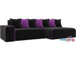 Угловой диван Лига диванов Кельн 105084 (правый, черный/фиолетовый)
