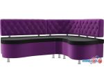 Угловой диван Лига диванов Вегас 105183 (правый, черный/фиолетовый)