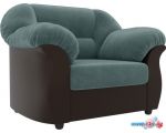 Интерьерное кресло Лига диванов Карнелла 105822 (велюр, бирюзовый/экокожа, коричневый)