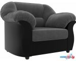 Интерьерное кресло Лига диванов Карнелла 105828 (велюр, серый/экокожа, черный)