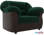 Интерьерное кресло Лига диванов Карнелла 105824 (велюр, зеленый/экокожа, коричневый)