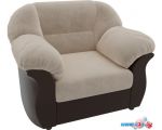 Интерьерное кресло Лига диванов Карнелла 105820 (велюр, бежевый/экокожа, коричневый)