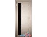 Межкомнатная дверь Юни Амати 4 (ч) 60x200 (дуб беленый/черное стекло)