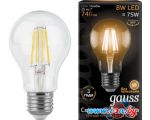 Светодиодная лампа Gauss Filament A60 E27 8 Вт 2700 К 102802108 цена
