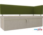 Угловой диван Mebelico Стоун 107273 (левый, микровельвет, бежевый/зеленый)