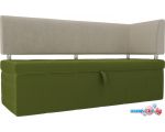 Угловой диван Mebelico Стоун 107276 (левый, микровельвет, зеленый/бежевый)