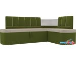 Угловой диван Mebelico Тефида 107517 (правый, бежевый/зеленый)