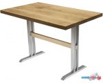 Кухонный стол Buro7 Двутавр 110 (классика, дуб натуральный/серебро)