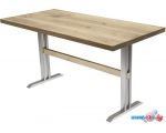 Кухонный стол Buro7 Двутавр 150 (классика, дуб беленый/серебро)