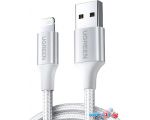 Кабель Ugreen US199 60161 USB Type-A - Lightning (1 м, белый/серебристый)