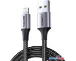 Кабель Ugreen US199 60156 USB Type-A - Lightning (1 м, черный/серый)