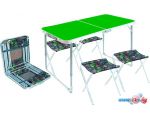 Стол со стульями Nika складной стол влагостойкий и 4 стула ССТ-К2/6 (зеленый/листья)