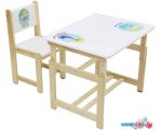 Детский стол Polini Kids Eco 400 SM (Дино 1, белый/натуральный)