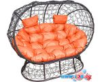 Садовый диван M-Group Лежебока 11190207 (на подставке с коричневым ротангом/оранжевая подушка)