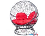 Кресло M-Group Апельсин 11520306 (серый ротанг/красная подушка)