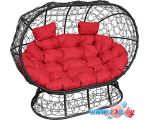 Садовый диван M-Group Лежебока 11190406 (на подставке с черным ротангом/красная подушка)