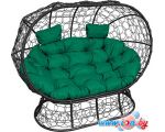 Садовый диван M-Group Лежебока 11190404 (на подставке с черным ротангом/зеленая подушка)