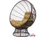 Кресло M-Group Кокос на подставке 11590201 (коричневый ротанг/бежевая подушка)