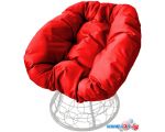 Кресло M-Group Пончик 12320106 (белый ротанг/красная подушка)
