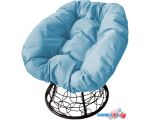 Кресло M-Group Пончик 12320403 (черный ротанг/голубая подушка)
