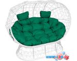 Садовый диван M-Group Лежебока 11190104 (на подставке с белым ротангом/зеленая подушка)