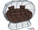 Садовый диван M-Group Лежебока 11190305 (на подставке с серым ротангом/коричневая подушка)