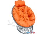 Кресло M-Group Папасан пружинка мини 12090307 (серый ротанг/оранжевая подушка)