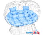 Садовый диван M-Group Лежебока 11190103 (на подставке с белым ротангом/голубая подушка)