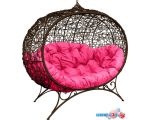 Садовый диван M-Group Улей на ножках 11220208 (коричневый ротанг/розовая подушка)