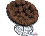 Кресло M-Group Папасан 12020305 (серый ротанг/коричневая подушка)