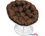 Кресло M-Group Папасан 12020105 (белый ротанг/коричневая подушка)