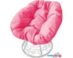 Кресло M-Group Пончик 12320108 (белый ротанг/розовая подушка)