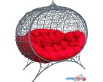 Садовый диван M-Group Улей на ножках 11220306 (серый ротанг/красная подушка)