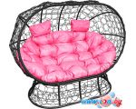 Садовый диван M-Group Лежебока 11190408 (на подставке с черным ротангом/розовая подушка)