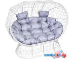 Садовый диван M-Group Лежебока 11190109 (на подставке с белым ротангом/серая подушка)