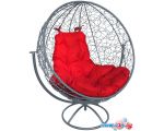 Кресло M-Group Круг вращающееся 11100306 (серый ротанг/красная подушка)