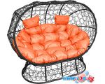 Садовый диван M-Group Лежебока 11190407 (на подставке с черным ротангом/оранжевая подушка)