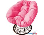 Кресло M-Group Пончик 12320208 (коричневый ротанг/розовая подушка)
