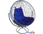 Кресло M-Group Круг вращающееся 11100310 (серый ротанг/синяя подушка)