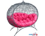 Садовый диван M-Group Улей на ножках 11220308 (серый ротанг/розовая подушка)